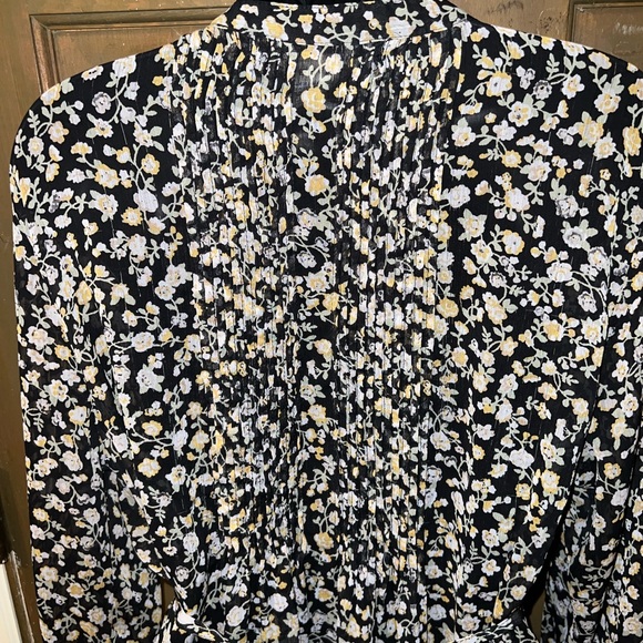 Vintage American Rag Button Up Wrap Around Black Long Sleeve Sheer Tunic Size XL - Picture 9 of 14